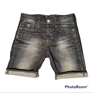 G star Raw dark wash denim jean cutoff shorts Hank Loose skate style